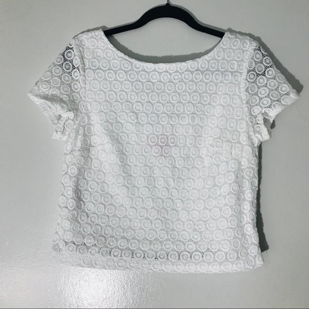 Lilly Pulitzer X Target Crochet White Low Back Relaxed Shirt Sz Medium